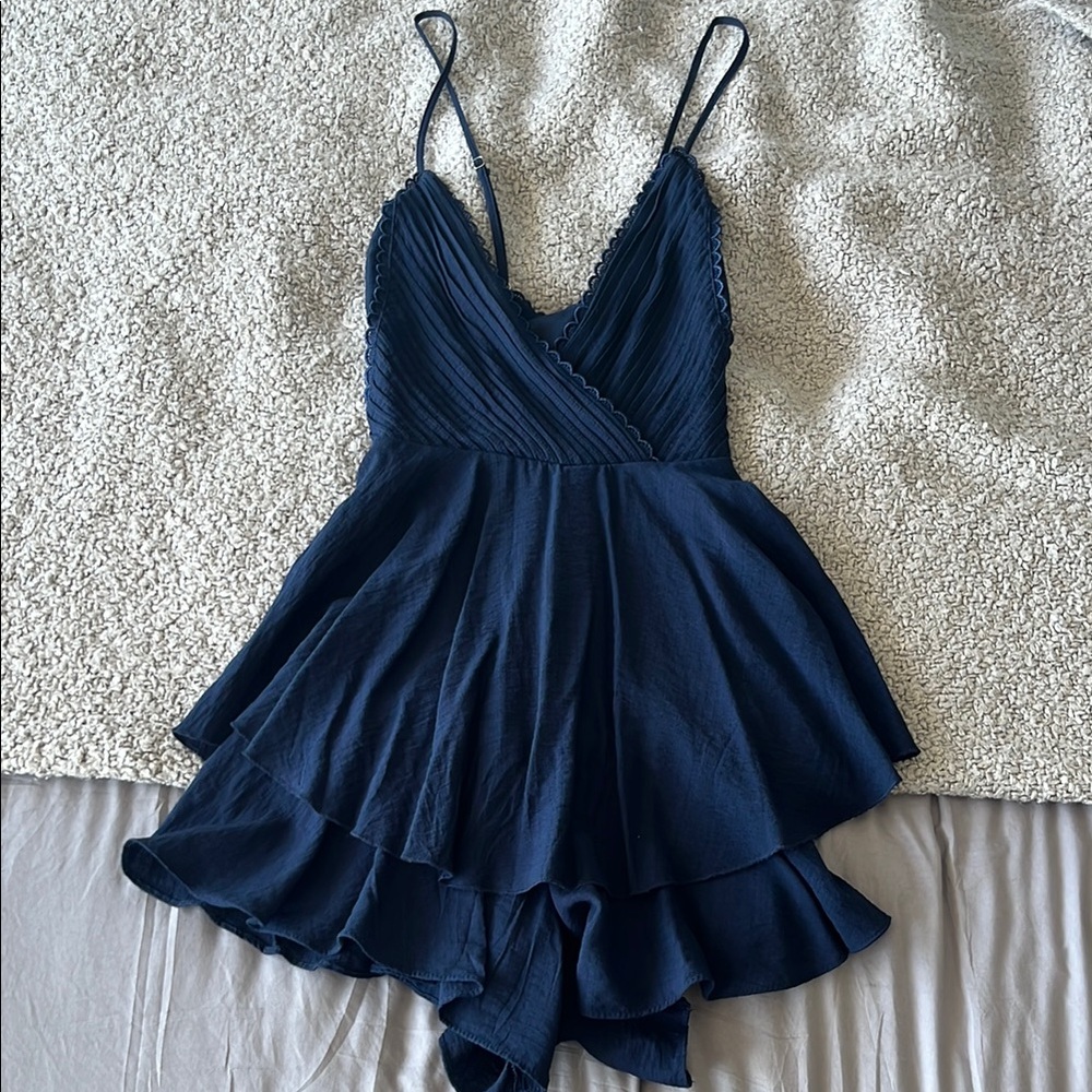 Elegant Navy Blue Women's Romper